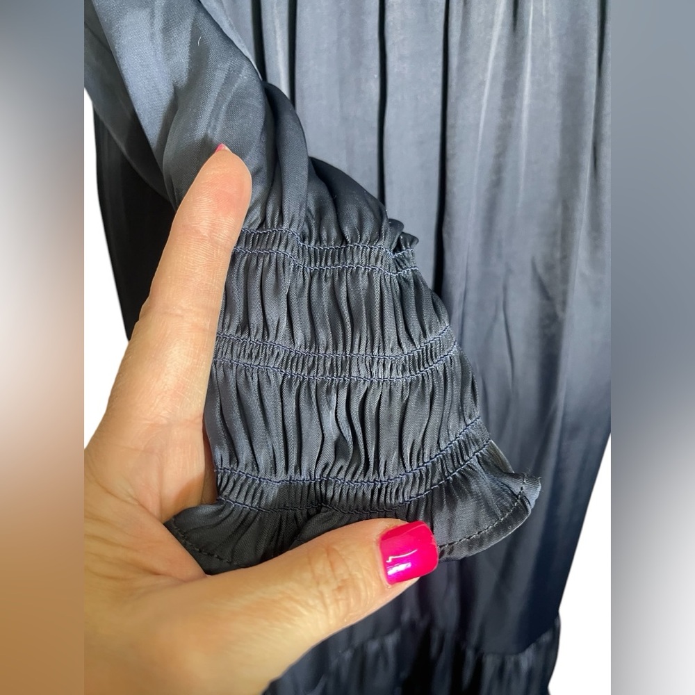 AUGUST SKY dress size small midnight navyβ blue satin maxi dress ππ - Picture 6 of 10